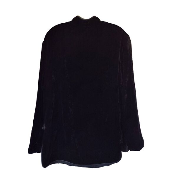 Vintage Shira Leah Velvet Silk Blazer Black Asian Size Medium Burnout Witchy - Picture 3 of 12